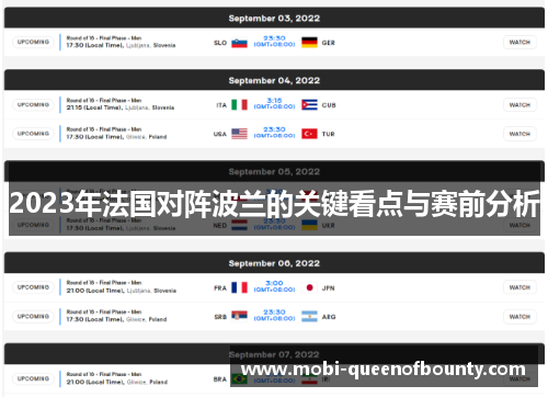 2023年法国对阵波兰的关键看点与赛前分析